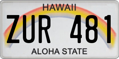 HI license plate ZUR481