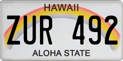 HI license plate ZUR492