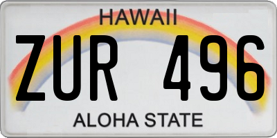 HI license plate ZUR496