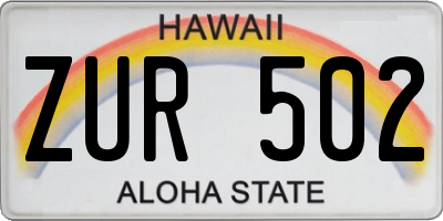 HI license plate ZUR502