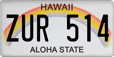 HI license plate ZUR514