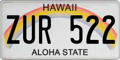 HI license plate ZUR522