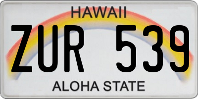 HI license plate ZUR539