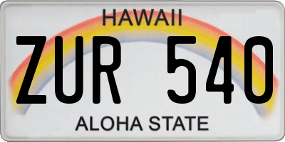 HI license plate ZUR540