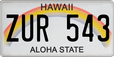 HI license plate ZUR543