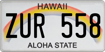 HI license plate ZUR558