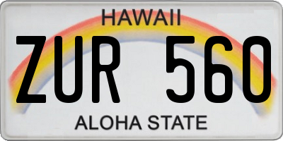 HI license plate ZUR560