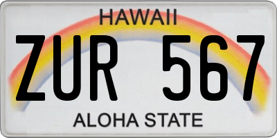 HI license plate ZUR567