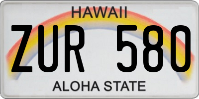 HI license plate ZUR580
