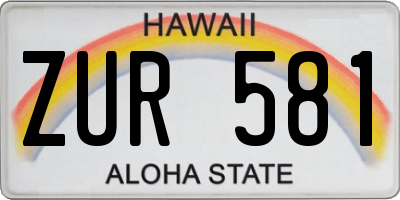 HI license plate ZUR581