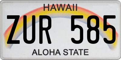 HI license plate ZUR585