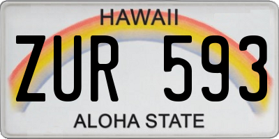HI license plate ZUR593