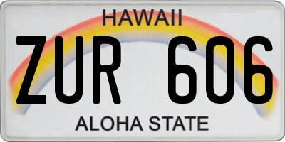HI license plate ZUR606