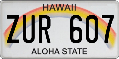 HI license plate ZUR607