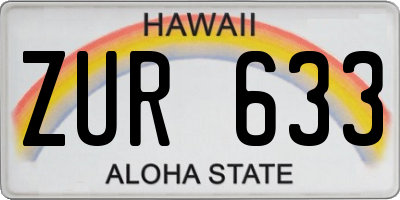 HI license plate ZUR633