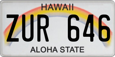 HI license plate ZUR646