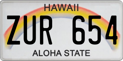 HI license plate ZUR654