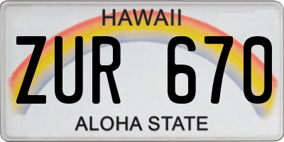 HI license plate ZUR670