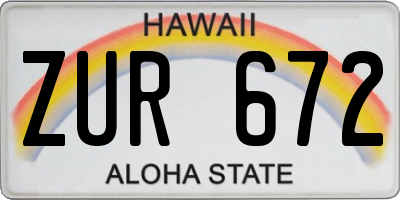 HI license plate ZUR672