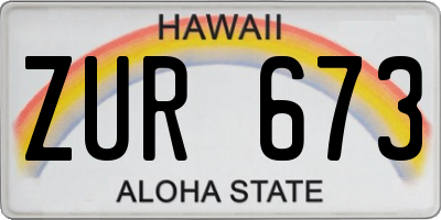 HI license plate ZUR673