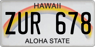 HI license plate ZUR678