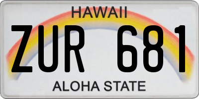 HI license plate ZUR681