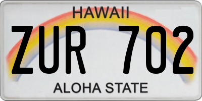 HI license plate ZUR702