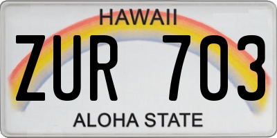 HI license plate ZUR703