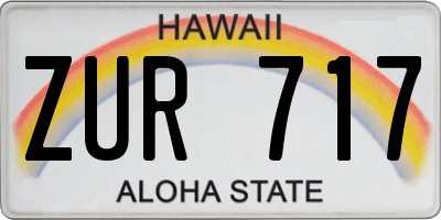 HI license plate ZUR717