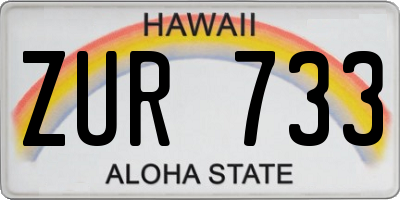 HI license plate ZUR733