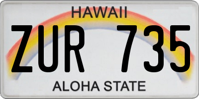 HI license plate ZUR735