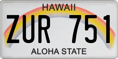 HI license plate ZUR751