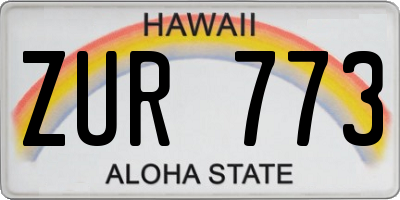 HI license plate ZUR773