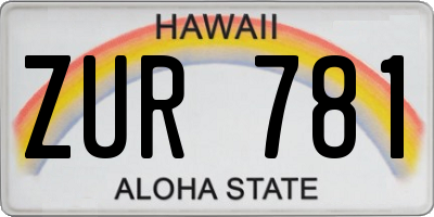HI license plate ZUR781
