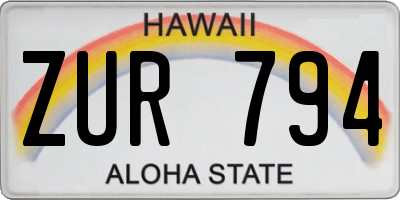 HI license plate ZUR794