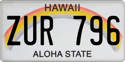 HI license plate ZUR796