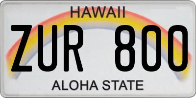 HI license plate ZUR800