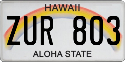 HI license plate ZUR803