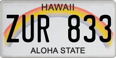 HI license plate ZUR833