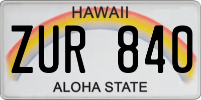 HI license plate ZUR840