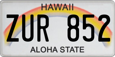HI license plate ZUR852