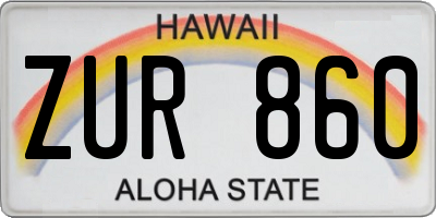 HI license plate ZUR860