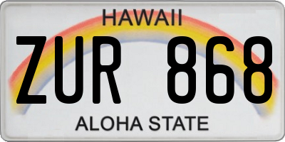 HI license plate ZUR868