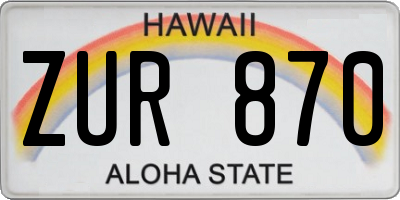 HI license plate ZUR870
