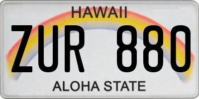 HI license plate ZUR880