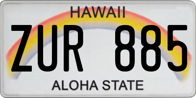 HI license plate ZUR885