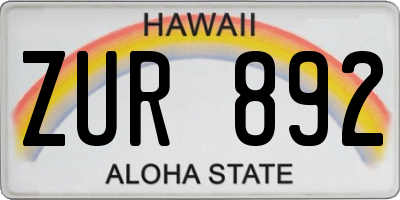 HI license plate ZUR892