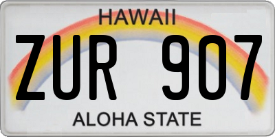 HI license plate ZUR907