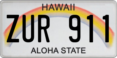 HI license plate ZUR911