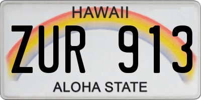 HI license plate ZUR913
